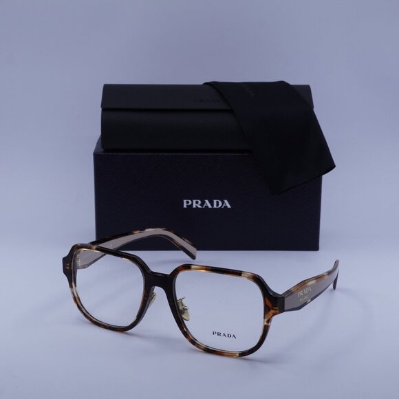 Prada PRB07VD 07R1O1 Square Eyeglasses - Havana Caramel 56mm - Picture 1 of 8